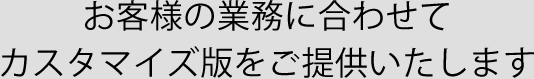 お客様の業務に合わせて カスタマイズ版をご提供いたします